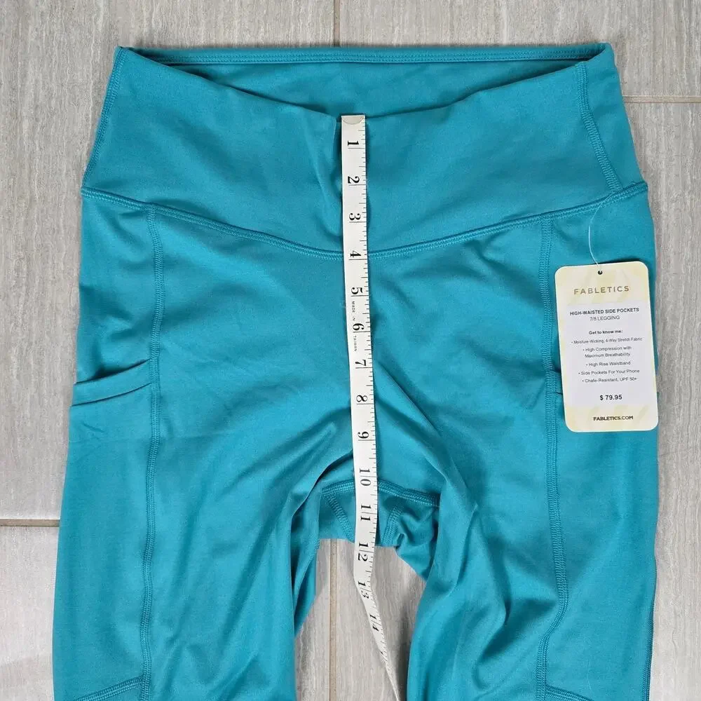 NWT Fabletics Pure Luxe Teal Blue Womens XL Leggings Pockets Fitness Athletic - Picture 4 of 11